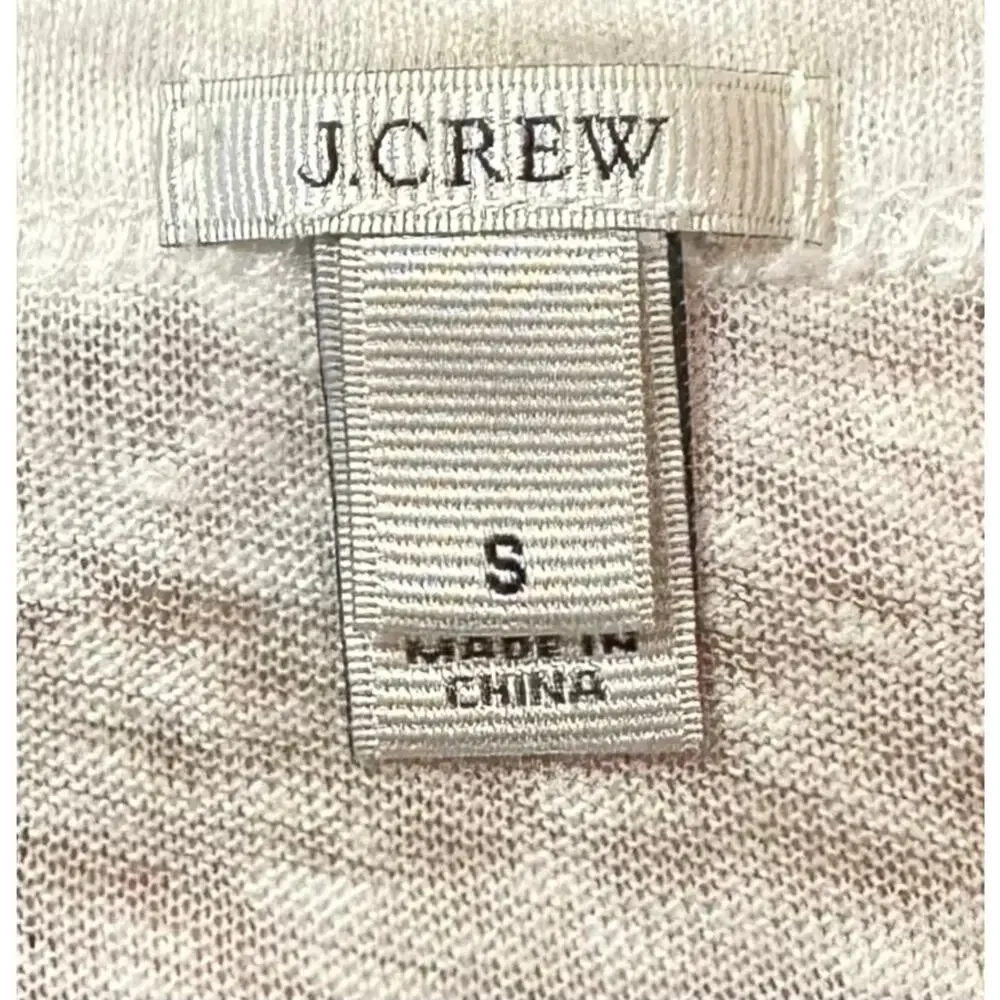 J. Crew Pure Linen Paneled T-Shirt Striped Beige White A0551 Size S